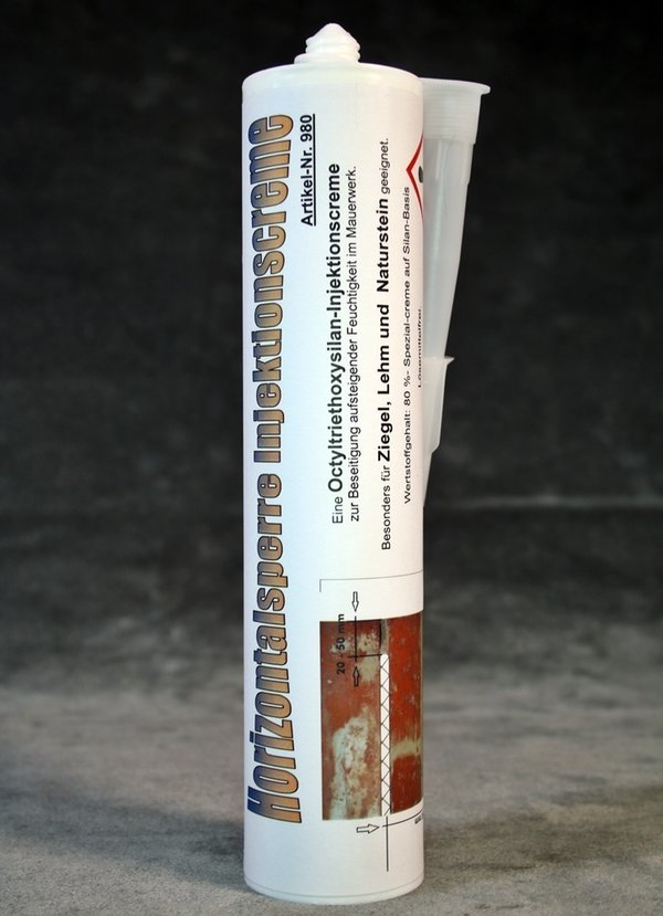 Horizontalsperre  Injektionscreme gegen feuchtes Mauerwerk - Kartuschen 310 ml  (62,90 €/ L)